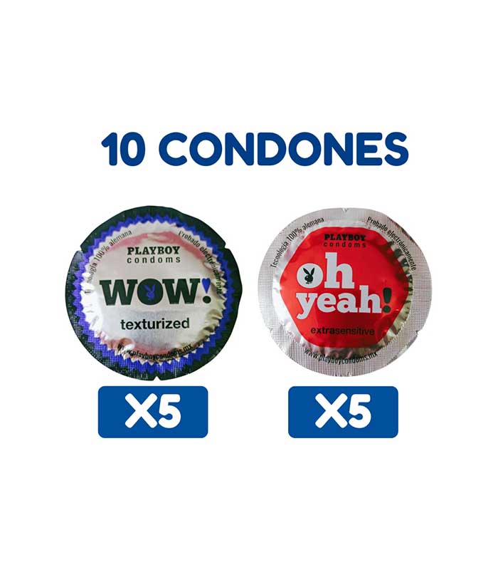 Paquete 10 Condones Playboy Texturizado y Extrasentive