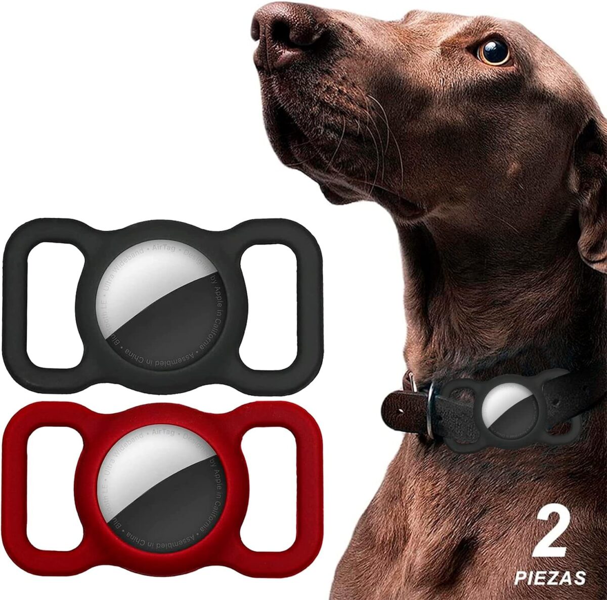 2 Fundas Airtag Silicon Correa Mascota Perro Gato