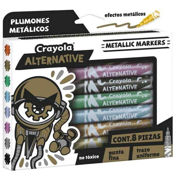 Marcadores Crayola Alternative Metálicos 8 Piezas