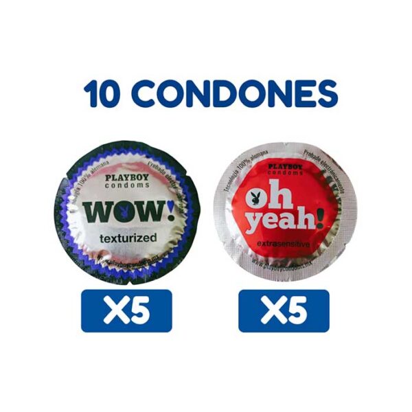 Paquete 10 Condones Playboy Texturizado y Extrasentive